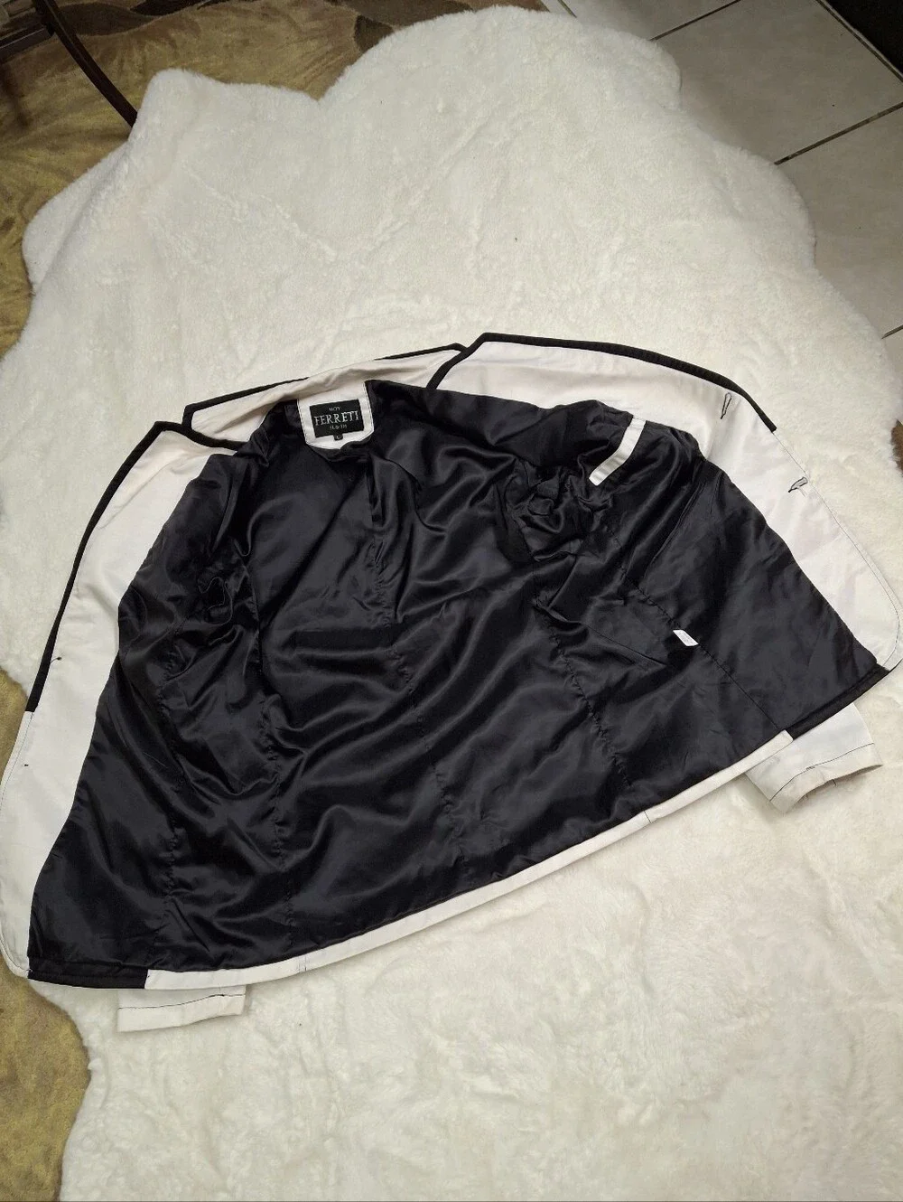 Moy Ferreti White & Black Military Nautical Contrast-Trim Blazer Men Size Large